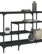 vidaXL Конзолна маса с рафтове черна 100x35x75 cм