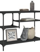 vidaXL Конзолна маса с рафтове черна 100x35x75 cм