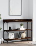 vidaXL Конзолна маса с рафтове кафяв дъб 100x30x80 cм