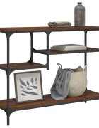 vidaXL Конзолна маса с рафтове кафяв дъб 100x35x75 cм