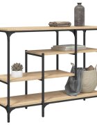 vidaXL Конзолна маса с рафтове сонома дъб 100x35x75 cм