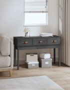 vidaXL Конзолна маса сива 114x40x75 см борово дърво масив