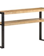 vidaXL Конзолна маса сива 120x30x75 cм грубо мангово дърво