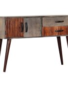 vidaXL Конзолна маса сива 120x35x75 cм грубо манго масив