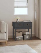 vidaXL Конзолна маса сива 765x40x75 см борово дърво масив