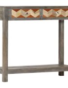 vidaXL Конзолна маса сива 86x30x76 cм манго масив