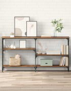 vidaXL Конзолна маса Старо дърво 150 x 29 x 765 см