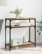 vidaXL Конзолна маса Старо дърво 75 x 29 x 75 см Инженерна дървесина