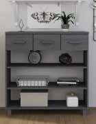 vidaXL Конзолна маса тъмносива 90x35x90 см борово дърво масив