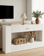 vidaXL Конзолна маса Висок Гланцов Бял 155 x 29 x 74 см
