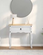 vidaXL Конзолна масичка Бяло 73 x 35 x 73 см Солидно борово дърво