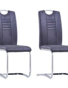 vidaXL Конзолни трапезни столове 2 бр сиви изкуствен велур