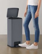 vidaXL Кош за боклук с педал без пръстови отпечатъци 30 л сив инокс