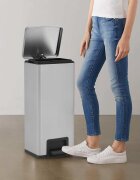 vidaXL Кош за боклук с педал без пръстови отпечатъци 30 л сребро инокс