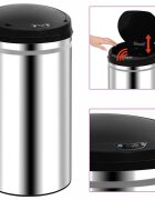 vidaXL Кош за отпадъци с автоматичен сензор 50 л неръждаема стомана
