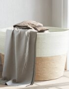 vidaXL Кош за пране бежово и бяло Ø60x36 см памук