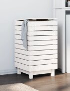 vidaXL Кош за пране бял 44x44x76 см борово дърво масив