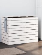 vidaXL Кош за пране бял 885x44x66 см борово дърво масив
