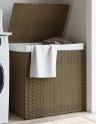 vidaXL Кош за пране с 2 секции 53x35x57 см полиратан