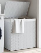 vidaXL Кош за пране с 2 секции бял 53x35x57 см полиратан