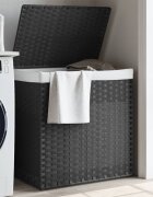 vidaXL Кош за пране с 2 секции сив 53x35x57 см полиратан