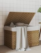 vidaXL Кош за пране с капак 555x35x34 см полиратан