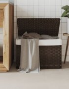 vidaXL Кош за пране с капак тъмнокафяв 555x35x34 см полиратан