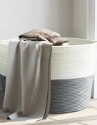 vidaXL Кош за пране сиво и бяло Ø60x36 см памук