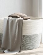 vidaXL Кош за пране сиво и бяло Ø60x36 см памук