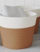 vidaXL Кош за съхранение 2 бр кафяво и бяло Ø24x18 см памук