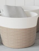 vidaXL Кош за съхранение 2 бр кафяво и бяло Ø24x18 см памук