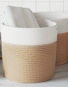 vidaXL Кош за съхранение 2 бр кафяво и бяло Ø28x28 см памук