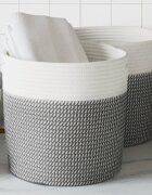 vidaXL Кош за съхранение 2 бр сиво и бяло Ø28x28 см памук