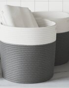 vidaXL Кош за съхранение 2 бр сиво и бяло Ø28x28 см памук