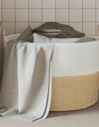 vidaXL Кош за съхранение бежово и бяло Ø51x33 см памук