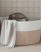 vidaXL Кош за съхранение кафяво и бяло Ø40x25 см памук