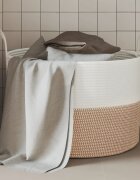 vidaXL Кош за съхранение кафяво и бяло Ø51x33 см памук