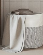 vidaXL Кош за съхранение сиво и бяло Ø40x35 см памук