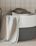 vidaXL Кош за съхранение сиво и бяло Ø51x33 см памук