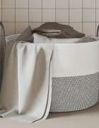 vidaXL Кош за съхранение сиво и бяло Ø51x33 см памук