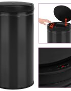 vidaXL Кош за смет с автоматичен сензор 60 л въглеродна стомана черен