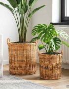 vidaXL Кошница за саксии GENDT 2 бр. Естествено кафяво Кубу Ратан