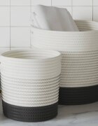 vidaXL Кошници за съхранение 2 бр бял и черен памук