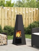 vidaXL Котел за огън Черно 35 x 35 x 100 см Кортенова стомана