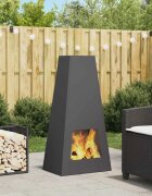 vidaXL Котел за огън Черно 50 x 35 x 100 см Кортенова стомана