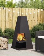 vidaXL Котел за огън Черно 50 x 50 x 100 cm Кортенова стомана