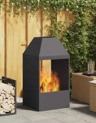 vidaXL Котел за огън Черно 50 x 50 x 100 cm Кортенова стомана