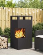vidaXL Котел за огън Черно 50 x 50 x 100 cm Патинираща стомана