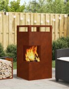 vidaXL Котел за огън Кафяво 50 x 50 x 100 cm Патинираща стомана