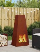 vidaXL Котел за огън Ръждясало 50 x 35 x 100 см Кортенова стомана